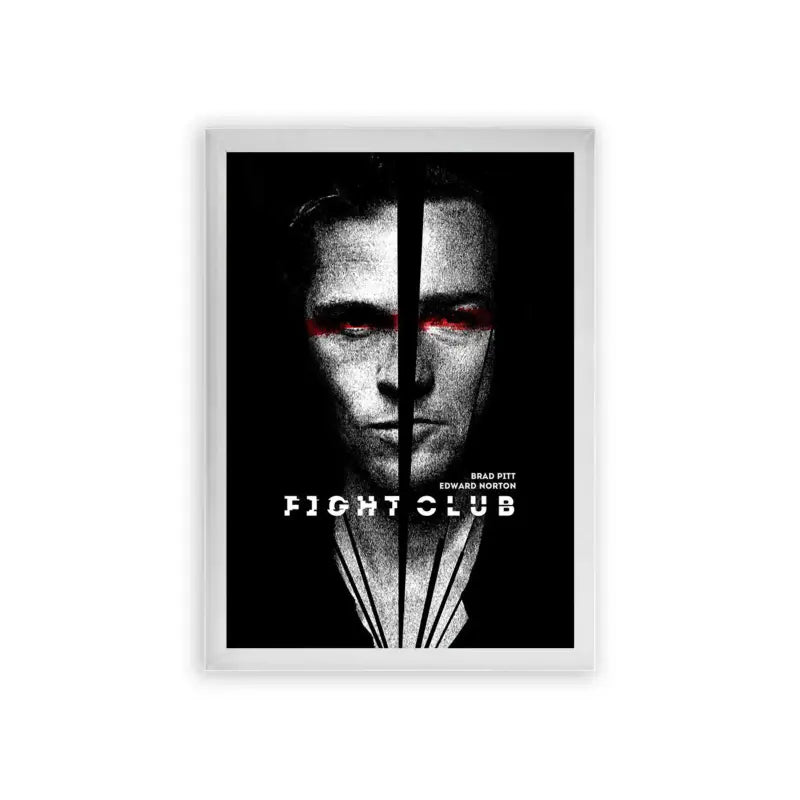 Fight Club 'Split Identity' Framed Poster White Premium Wood