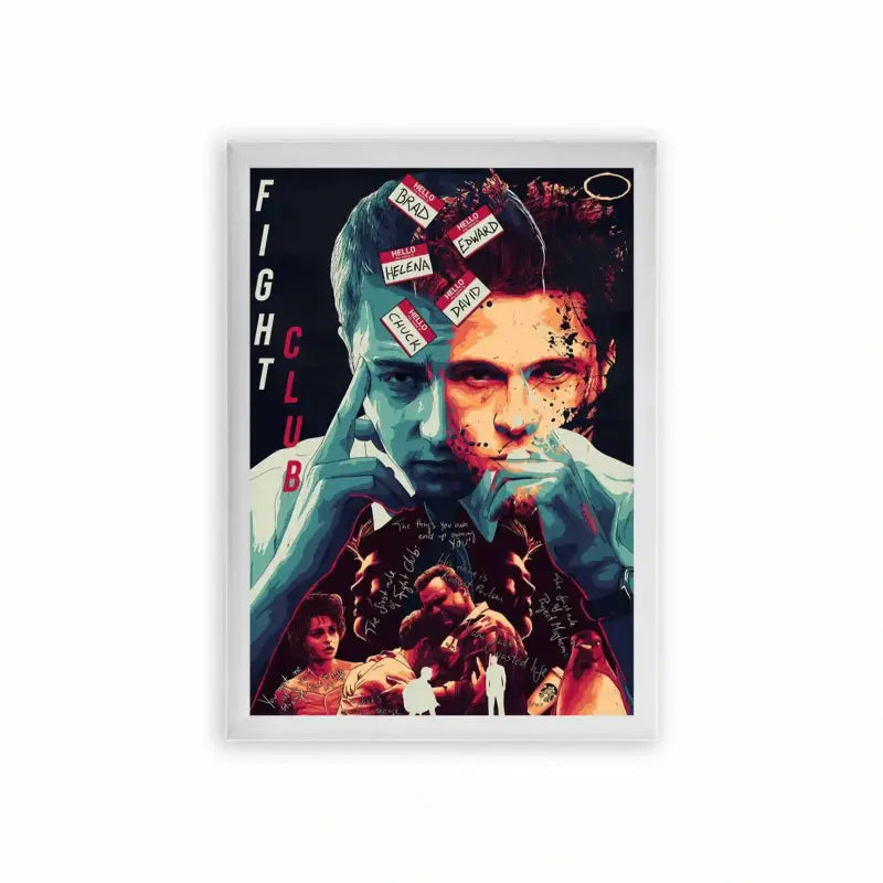 Fight Club 'The Fa√ßade' Framed Poster White Premium Wood