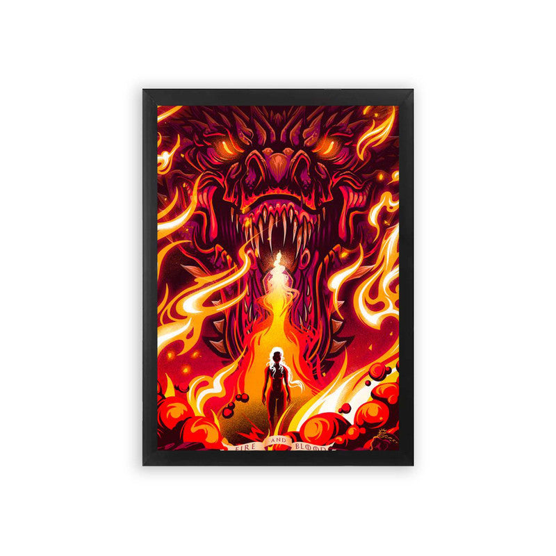 Game of Thrones 'Born in Fire' Framed Poster Black Premium Wood