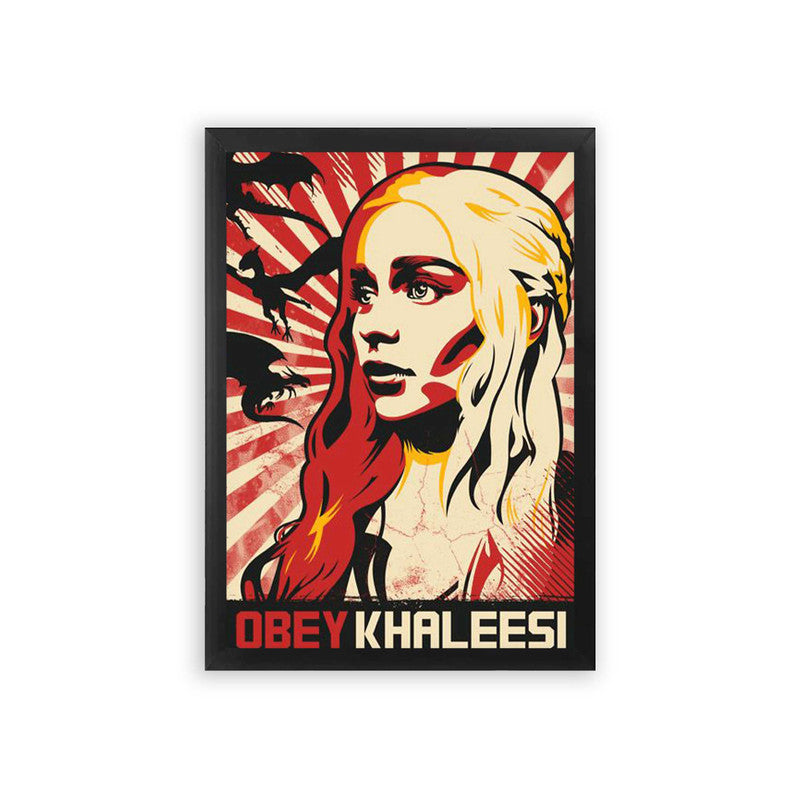 Game of Thrones 'Obey Khaleesi' Framed Poster Black Premium Wood