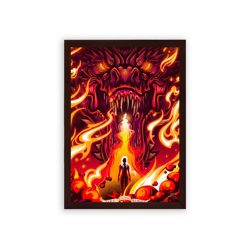 Game of Thrones 'Born in Fire' Framed Poster Brown Premium Wood