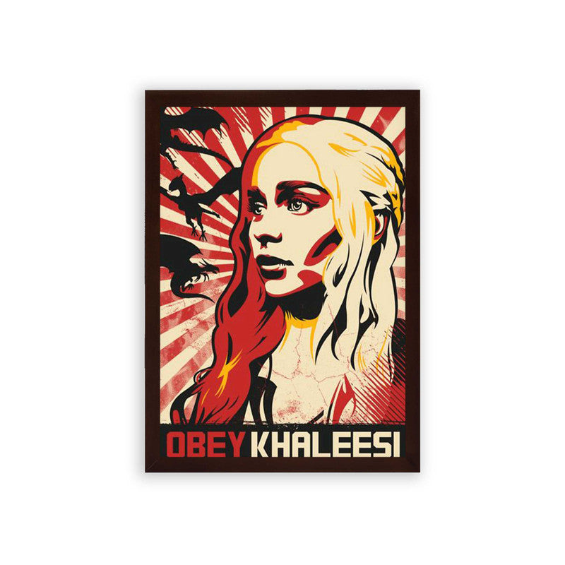 Game of Thrones 'Obey Khaleesi' Framed Poster Brown Premium Wood