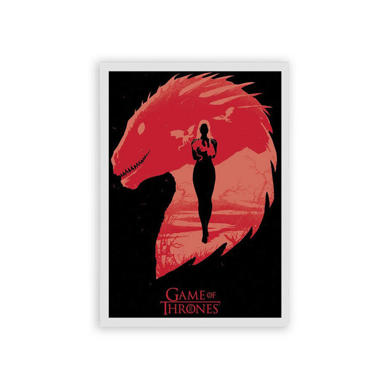 Game of Thrones 'Fire and Blood' Framed Poster White Hard Fiber