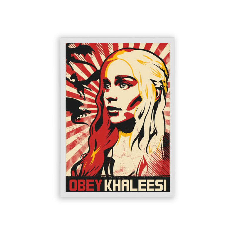 Game of Thrones 'Obey Khaleesi' Framed Poster White Hard Fiber