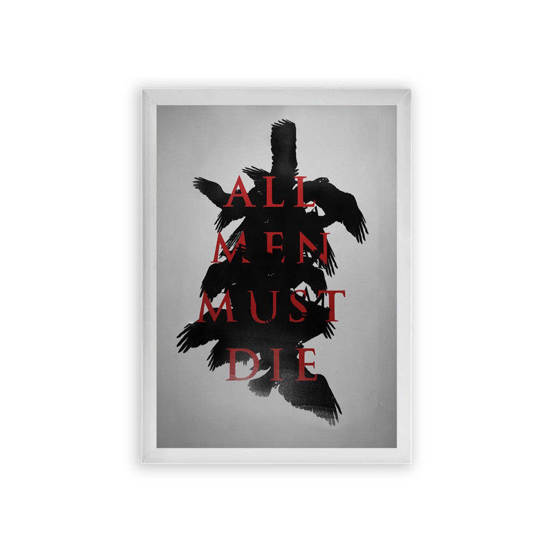 Game of Thrones 'All Men Must Die' Framed Poster White Premium Wood