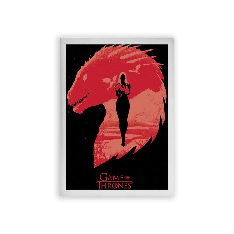 Game of Thrones 'Fire and Blood' Framed Poster White Premium Wood