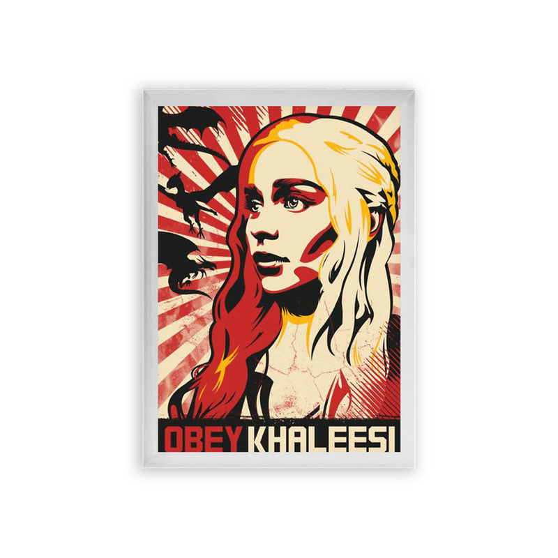 Game of Thrones 'Obey Khaleesi' Framed Poster White Premium Wood