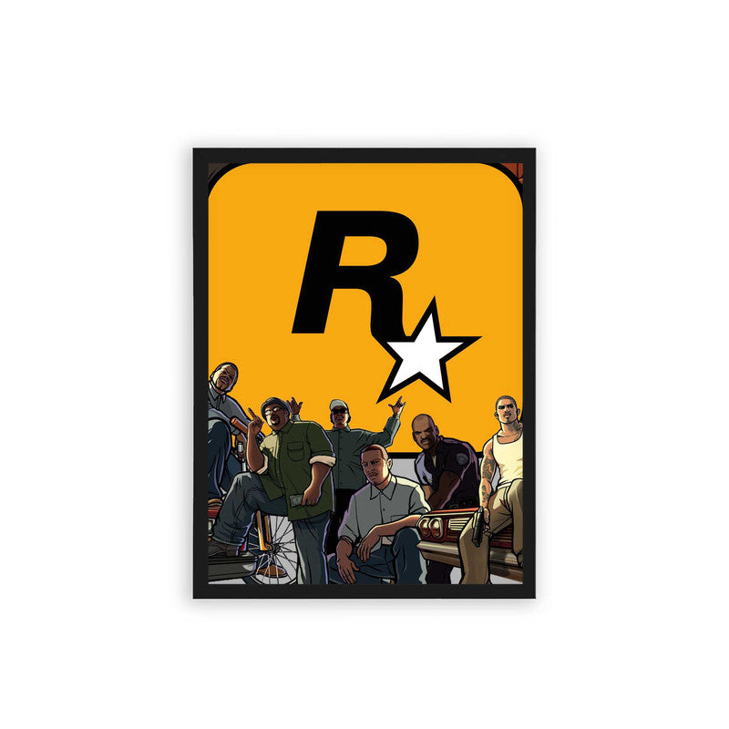 GTA 'Rockstar' Framed Poster Black Hard Fiber