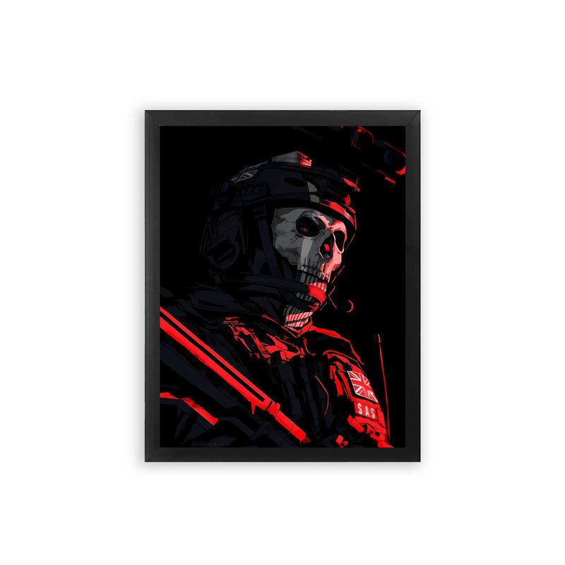 Call of Duty 'Ghost's Crimson Specter' Framed Poster Black Premium Wood