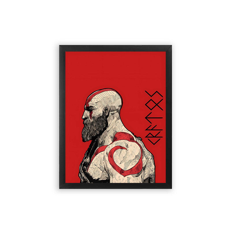 God of War 'Spartan Fury' Framed Poster Black Premium Wood