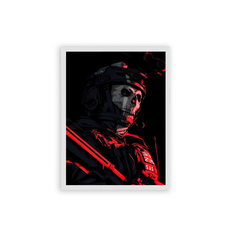 Call of Duty 'Ghost's Crimson Specter' Framed Poster White Hard Fiber