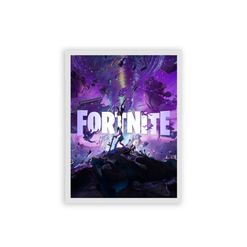 Fortnite 'Chaos at the Nexus' Framed Poster White Hard Fiber