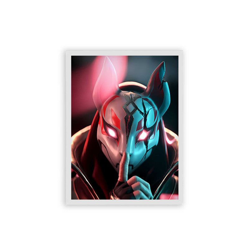 Fortnite 'Phantom Fighter' Framed Poster White Hard Fiber