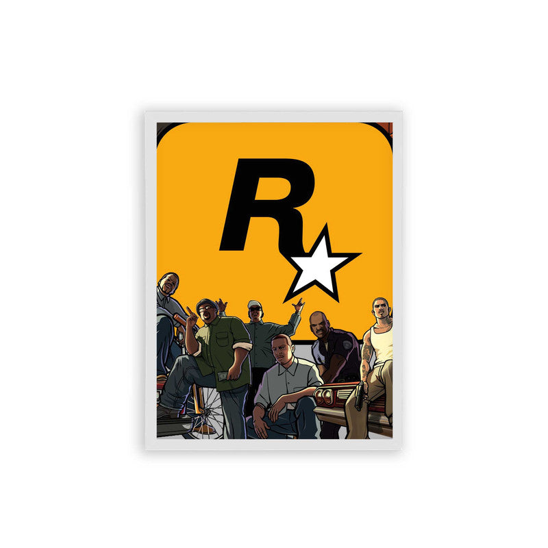 GTA 'Rockstar' Framed Poster White Hard Fiber