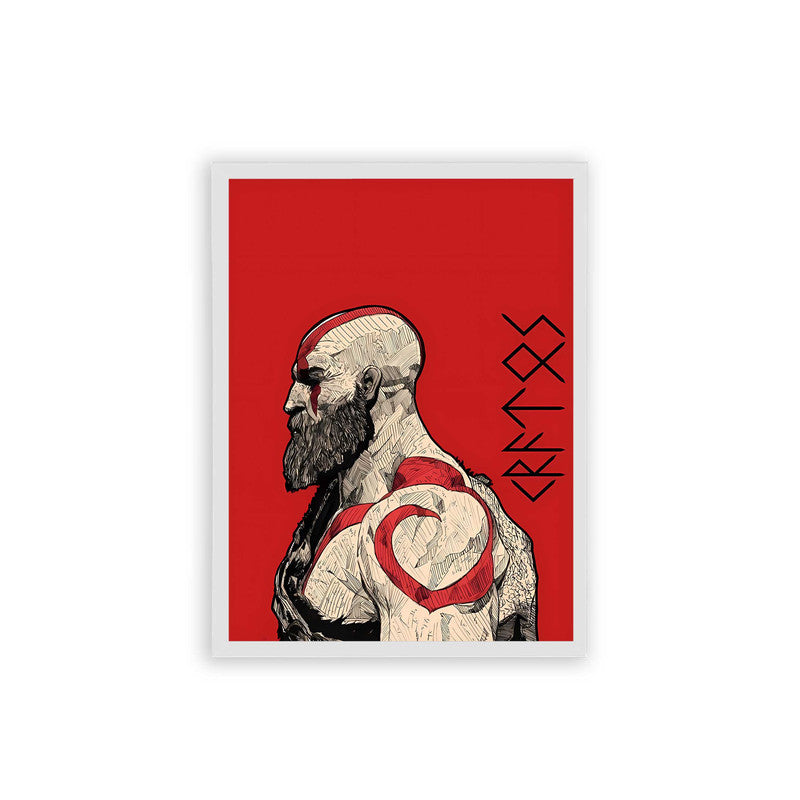 God of War 'Spartan Fury' Framed Poster White Hard Fiber