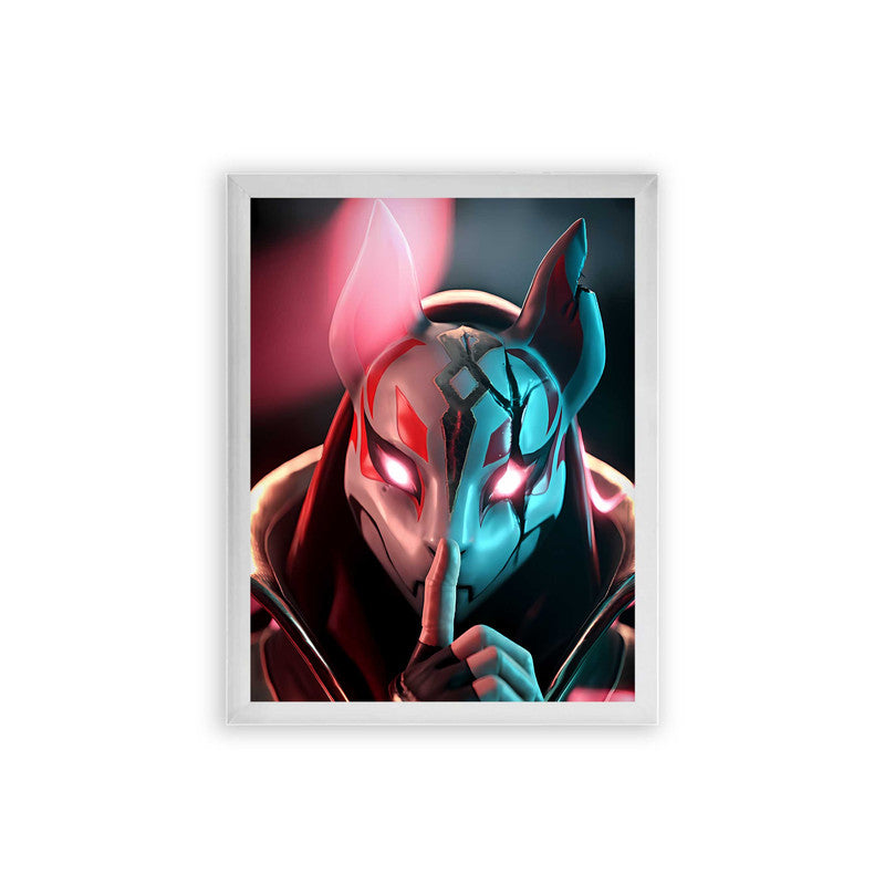 Fortnite 'Phantom Fighter' Framed Poster White Premium Wood