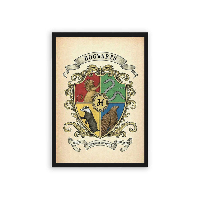 Harry Potter 'Hogwarts Houses' Framed Poster Black Hard Fiber