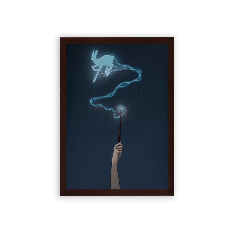 Harry Potter 'Doe Patronus' Framed Poster Brown Premium Wood