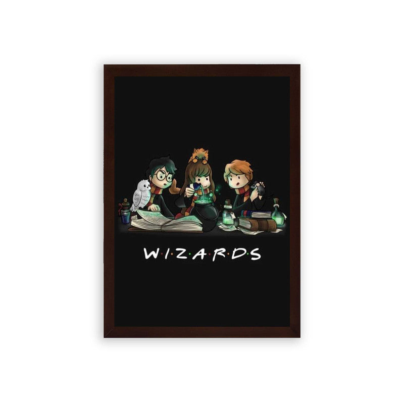 Harry Potter 'Wizards' Framed Poster Brown Premium Wood