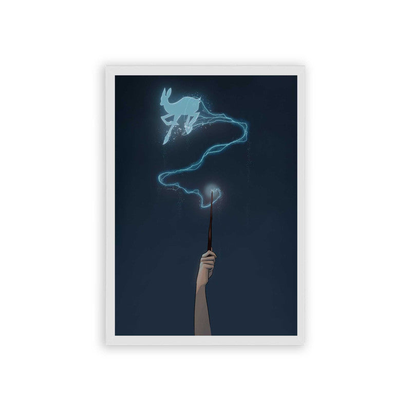 Harry Potter 'Doe Patronus' Framed Poster White Hard Fiber