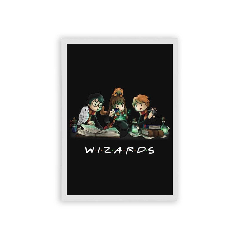 Harry Potter 'Wizards' Framed Poster White Hard Fiber