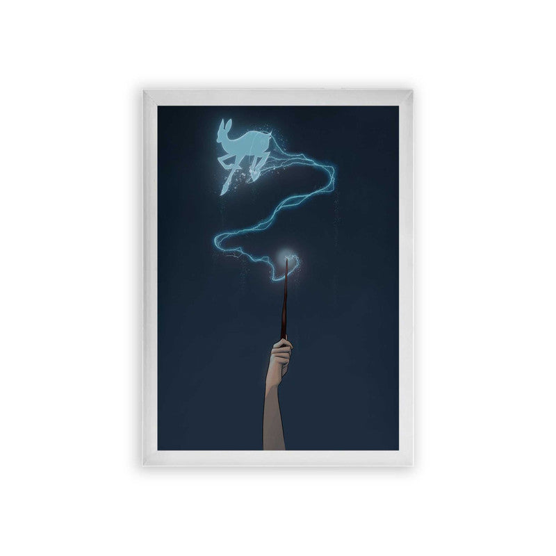 Harry Potter 'Doe Patronus' Framed Poster White Premium Wood