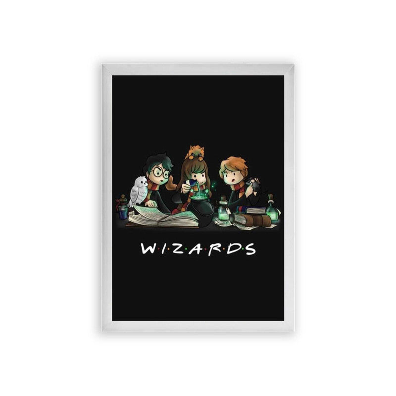 Harry Potter 'Wizards' Framed Poster White Premium Wood