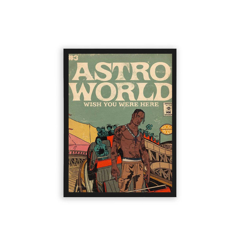 Travis Scott 'Astroworld' Framed Poster Black Hard Fiber