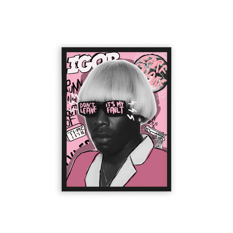 Tyler, the Creator 'Igor Graffiti' Framed Poster Black Hard Fiber