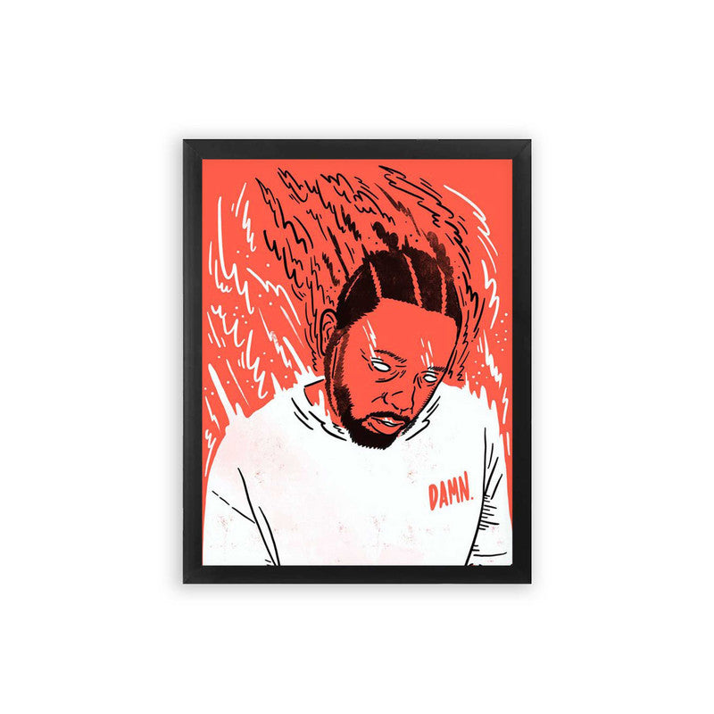 Kendrick Lamar 'Fiery' Framed Poster Black Premium Wood