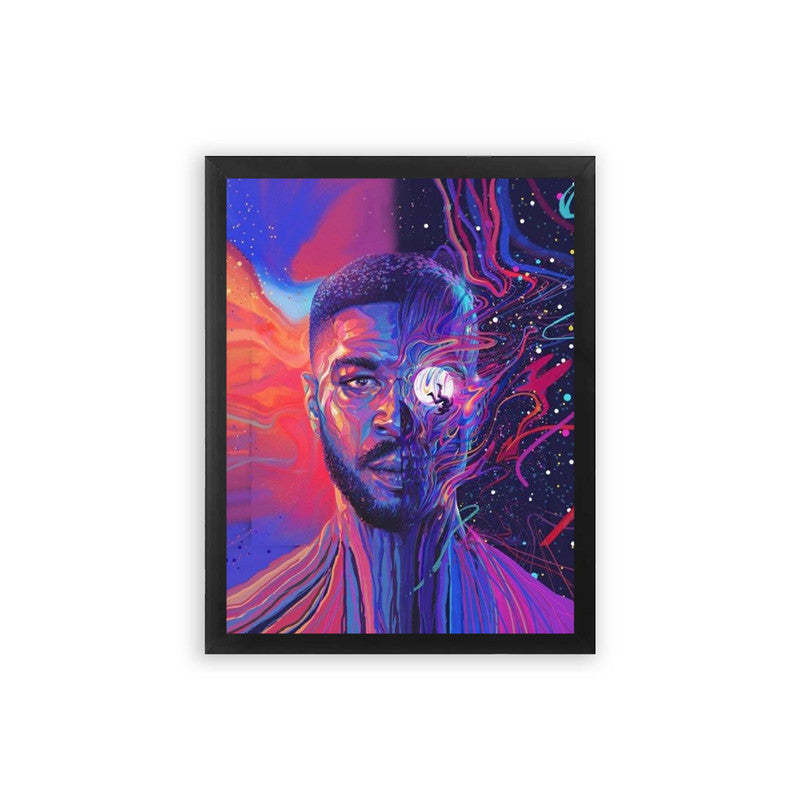 Kid Cudi 'Man on the Moon' Framed Poster Black Premium Wood