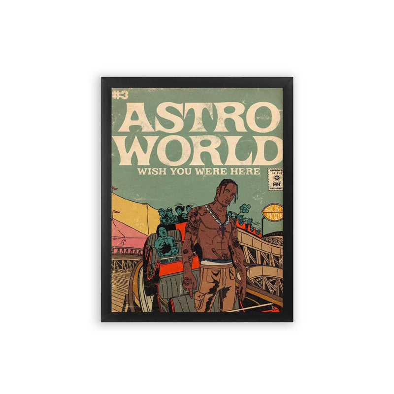 Travis Scott 'Astroworld' Framed Poster Black Premium Wood