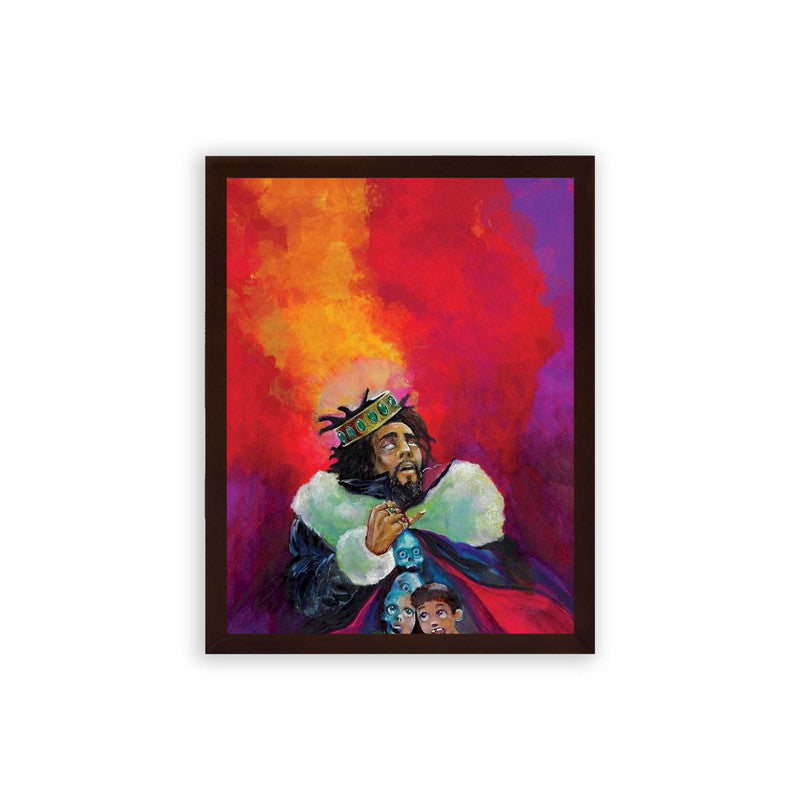 J Cole 'KOD' Framed Poster Brown Premium Wood