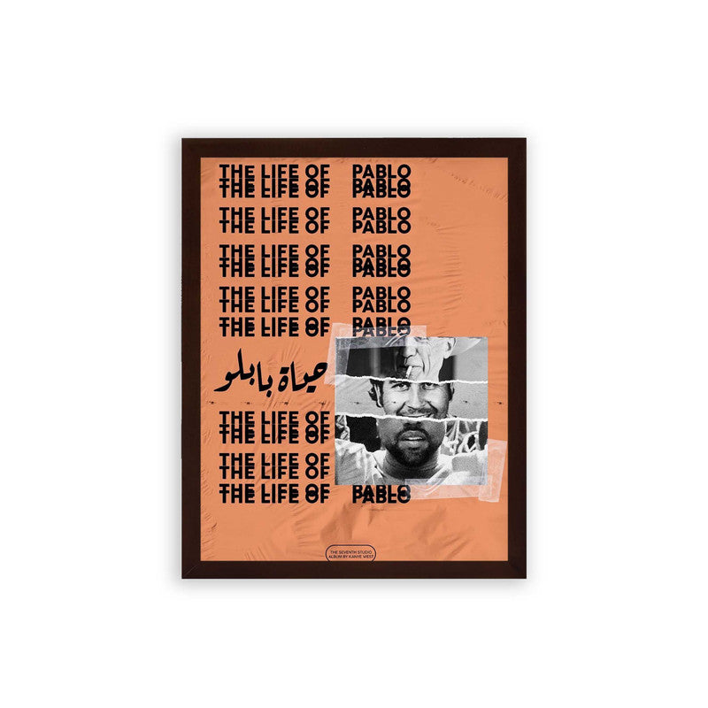 Kanye West 'Life of Pablo' Framed Poster Brown Premium Wood