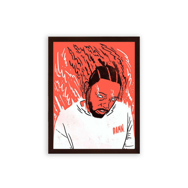 Kendrick Lamar 'Fiery' Framed Poster Brown Premium Wood