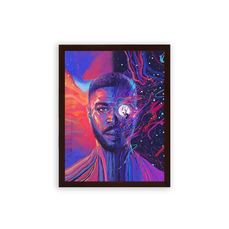 Kid Cudi 'Man on the Moon' Framed Poster Brown Premium Wood