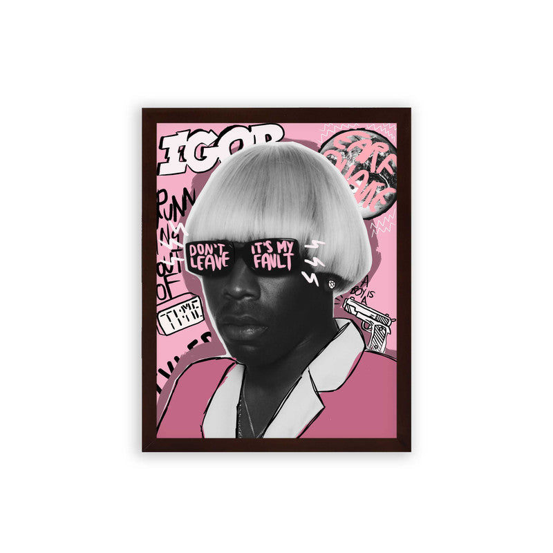 Tyler, the Creator 'Igor Graffiti' Framed Poster Brown Premium Wood