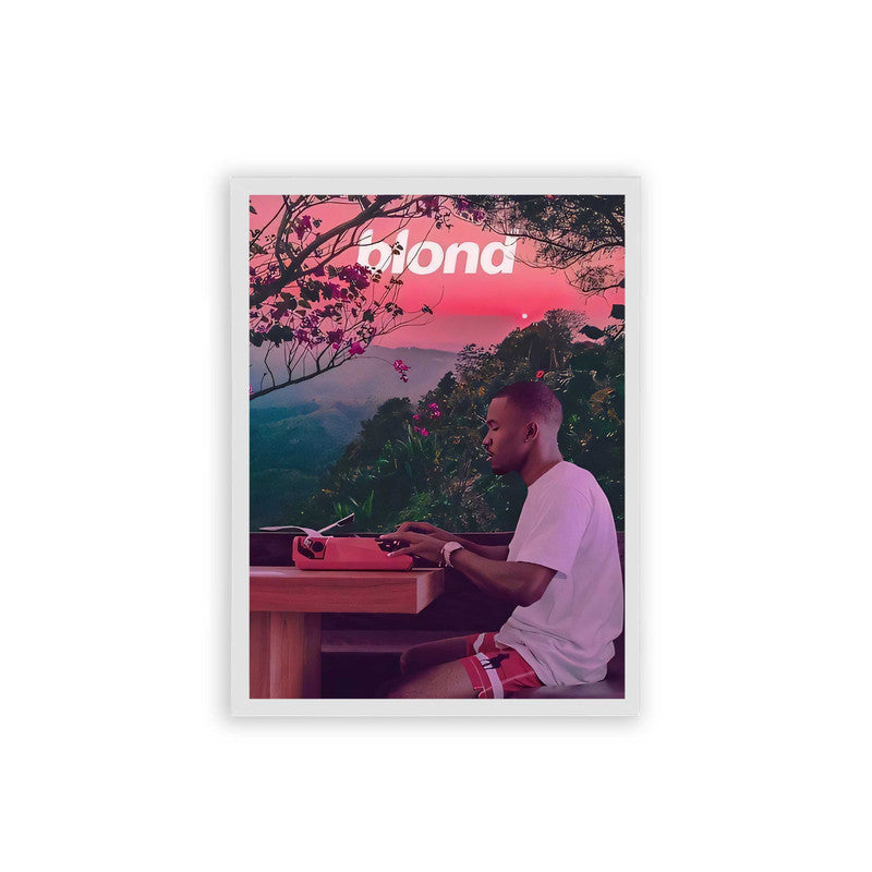 Frank Ocean 'Nostalgic Sunset' Framed Poster White Hard Fiber