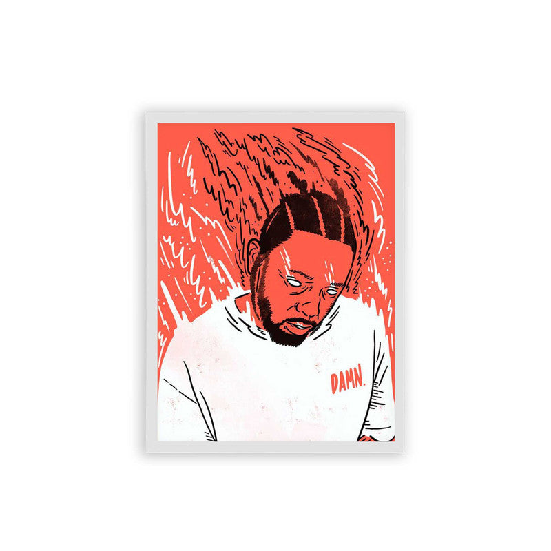 Kendrick Lamar 'Fiery' Framed Poster White Hard Fiber