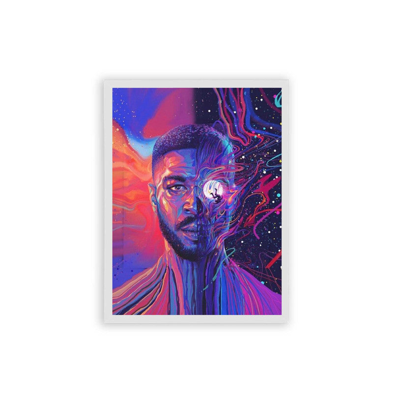 Kid Cudi 'Man on the Moon' Framed Poster White Hard Fiber