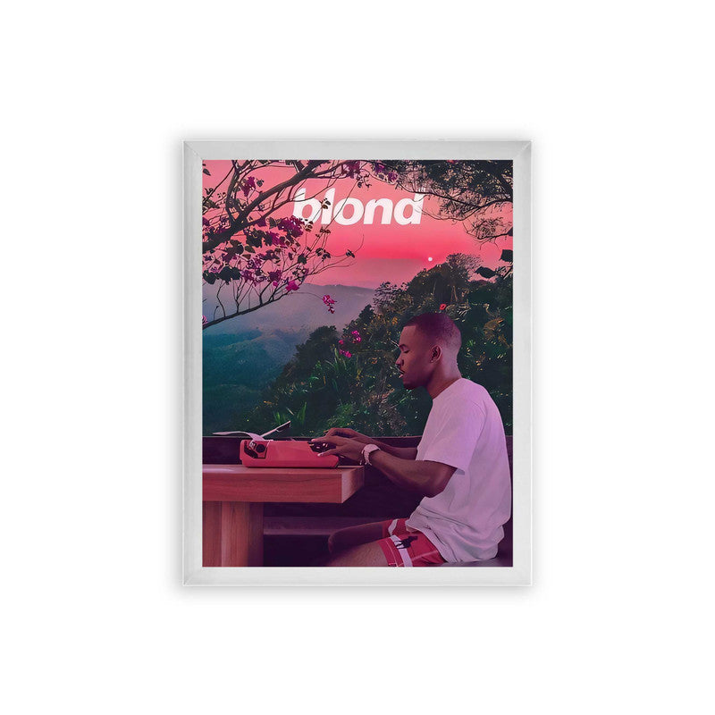 Frank Ocean 'Nostalgic Sunset' Framed Poster White Premium Wood