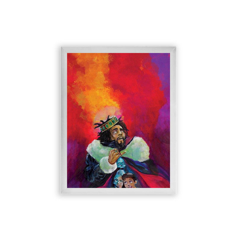 J Cole 'KOD' Framed Poster White Premium Wood