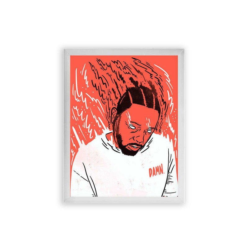 Kendrick Lamar 'Fiery' Framed Poster White Premium Wood