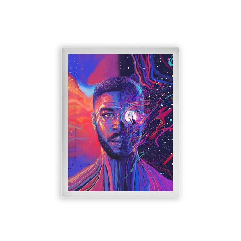 Kid Cudi 'Man on the Moon' Framed Poster White Premium Wood