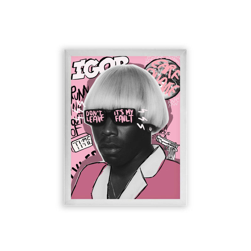 Tyler, the Creator 'Igor Graffiti' Framed Poster White Premium Wood