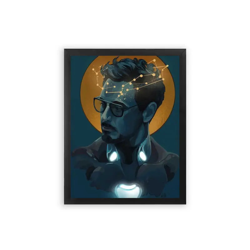 Iron Man 'Illuminated Intellect' Framed Poster Black Premium Wood