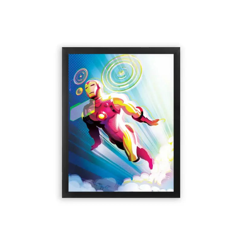 Iron Man 'Soaring High' Framed Poster Black Premium Wood