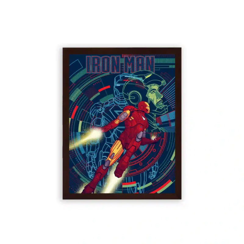 Iron Man 'Blueprint of an Avenger' Framed Poster Brown Premium Wood