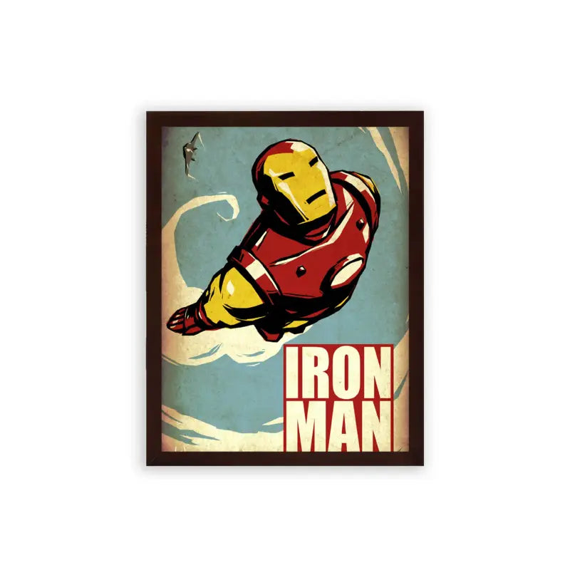 Iron Man 'Classic Armor' Framed Poster Brown Premium Wood