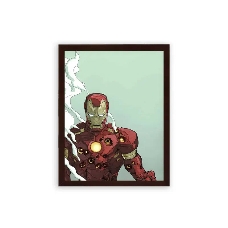 Iron Man 'The Steampunk Avenger' Framed Poster Brown Premium Wood